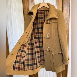 Topshop Camel Wool blend Coat with Checkered Lining